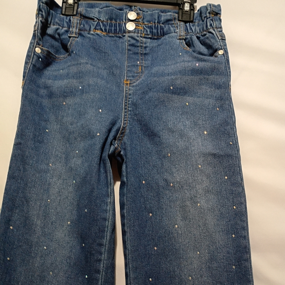 Girls Blue Jeans with Rhinestone Accents